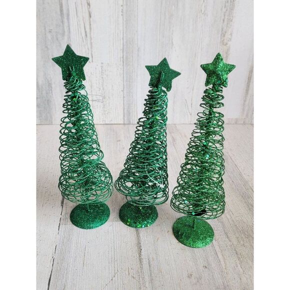 Glitter green star pine tree xmas Home decor metal - Picture 7 of 9